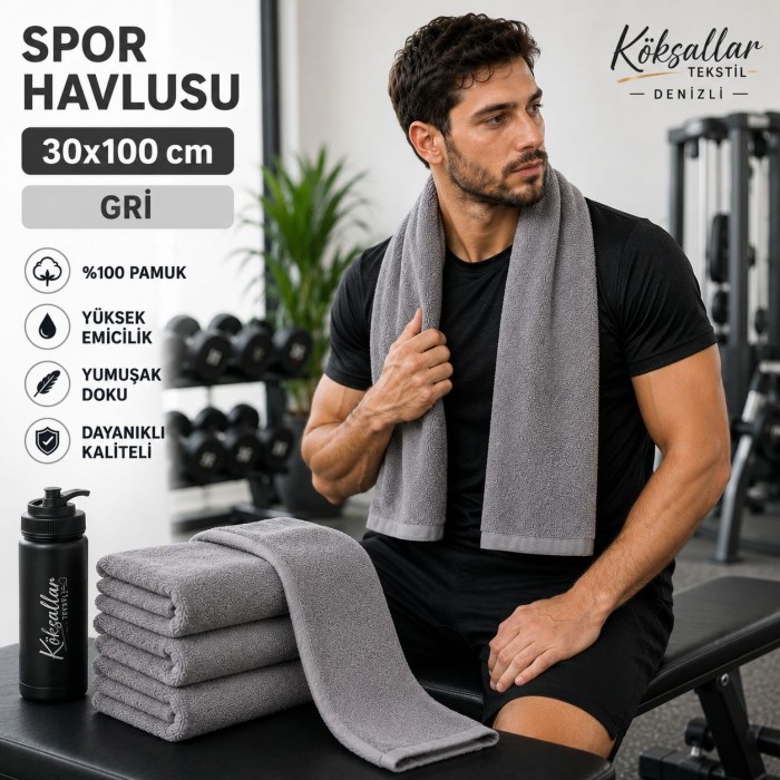 Spor Havlusu 30x100 cm Gri